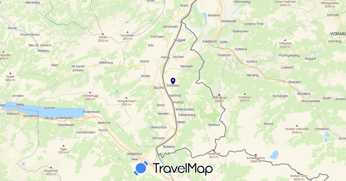 TravelMap itinerary: driving in Liechtenstein (Europe)